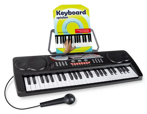 McGrey Home-Keyboard BK-4910 Einsteigerkeyboard mit 49 Tasten und Keyboardschule (Schule-Set, 2-St., inkl. Mikrofon, Notenständer & Schule), mit 16 Sounds, 10 Rhythmen und Lernfunktion
