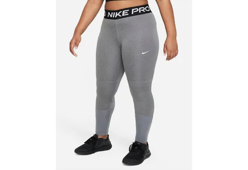 Nike Mädchen Pro Leggings, Carbon Heather/(White) - S 128-137cm EU - Trainingsbekleidung mit enger Passform für optimalen Tragekomfort und Bewegungsfreiheit, ideal für sportliche Aktivitäten.