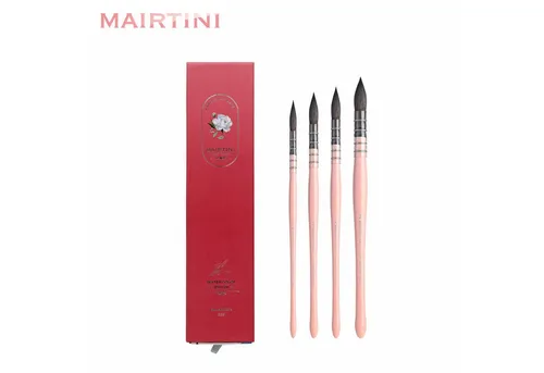 Mairtini Pinsel Brilliant Rays Set – 4 hochwertige Eichhörnchenhaarpinsel - Das MAIRTINI Brilliant Rays Set bietet vier erstklassige Rundpinsel aus feinstem Eichhörnchenhaar (Größen 0, 1, 2, 4) für präzise Farbaufträge und exzellente Pigmentaufnahme. Ergonomische Hartholzgriffe sorgen für komfortables Arbeiten.