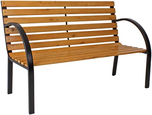 Garden Pleasure Bank BELLEVUE - Klassische 2-Sitzerbank aus 100% FSC®-zertifizierter Spießtanne - Gartenbank aus robustem Holz und Stahl, ideal für entspannte Stunden im Freien. Hohe Belastbarkeit von bis zu 300 kg für besten Komfort.