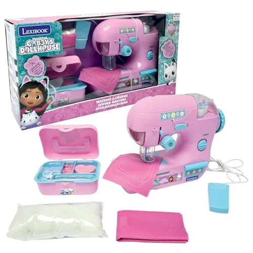 Lexibook Gabby's Dollhouse Nähmaschine mit Zubehör - Nähsets für Kinder – Kreative Nähmaschine mit Licht und Pedal, ideal für kleine Modedesigner und Fans von Gabby's Dollhouse.