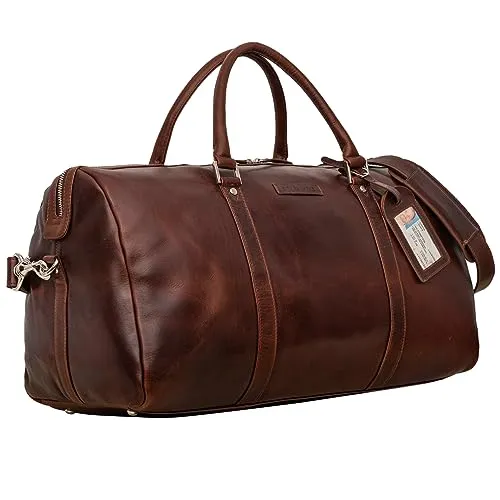 STILORD 'Herkules' Premium Leder-Reisetasche - Reisetasche aus hochwertigem Echtleder, wasserdicht und mit verstellbarem Gurt für optimalen Tragekomfort – ideal für stilvolle Reisen.