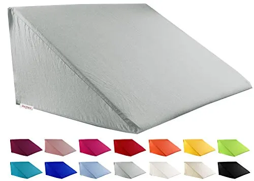 beties - Basic -, Big Comfy Keilkissen Bezug ca. 62x49x30 cm, Kissenhülle 100% Baumwolle in vielen fröhlichen Uni-Farben (grau)