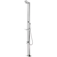 vidaXL Gartendusche 220 cm Edelstahl - Moderne Gartendusche aus witterungsbeständigem Edelstahl, ideal für Pool und Garten. Mit Kopfdusche, Handbrause und Fußwaschhahn für ein entspannendes Duscherlebnis.
