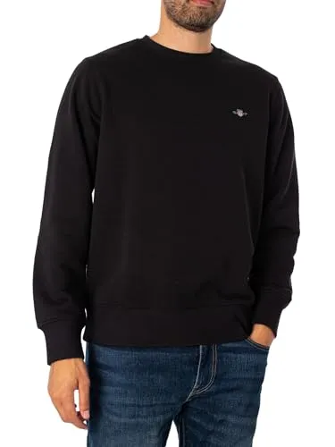 Gant Herren Reg Shield C-Neck Sweatshirt, Schwarz, XL EU - Hochwertiges Sweatshirt für Herren, bietet Komfort und Stil mit seinem regulären Schnitt und der modischen Farbgebung.