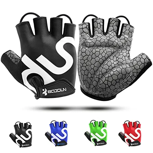 KONVINIT Fahrradhandschuhe Herren,MTB Handschuhe Halbfinger,Radhandschuhe für Rennrad und Mountainbike Atmungsaktiv Rutschfestes,Fahrrad Handschuhe Freizeit für Männer und Damen,Black M