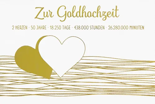 Goldhochzeit - 50. Hochzeitstag - Glückwunschkarte im Format 11,5 x 17 cm mit Br