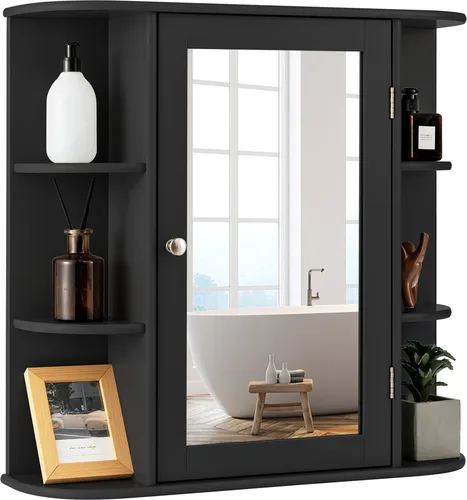 COSTWAY Medizinschrank mit Spiegel – Platzsparender Wandschrank für Badezimmer