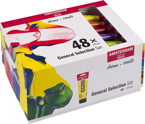 ROYAL TALENS Acrylfarbe AMSTERDAM General Selection 48 x 20 ml - Schreibutensilien: 48 hochwertige Acrylfarben in 20 ml Tuben, ideal für Künstler und Hobbyisten – vielseitig einsetzbar und lichtecht.