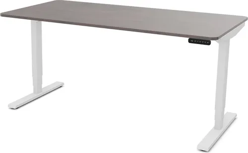 Produktbild ASSMANN Y-Line Curved Schreibtisch elektrisch höhenverstellbar, 160x70cm, anthrazit/weiß
