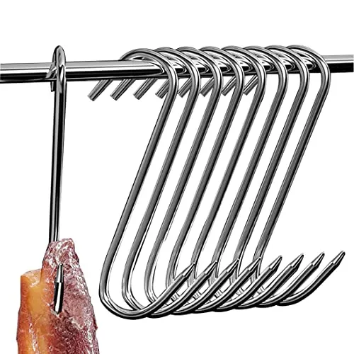 WEERSTONE Fleischerhaken 12 pcs S Haken Edelstahl Räucherhaken Hängehaken 15cm Metzgerhaken Küchenhaken Fleischhaken Fischhaken S-förmige Haken für BBQ Backen Fleischverarbeitung