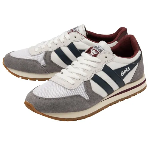 Gola Sneaker Daytona Herren - Retro-Style in Weiß/Aschegrau/Navyblau, Größe 41 (US 8) - Gola Sneaker Daytona vereint trendigen Retro-Style mit Komfort. Die übergroße EVA-Zwischensohle und die 90er Farbpalette machen diesen Schuh zur perfekten Wahl für jeden Anlass.