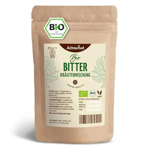 Bitter Shot Kräuterteemischung 100g gemahlen | ganzheitliche Bitterkräuter-Mischung für vor oder nach dem Essen | mit Wermut und Scharfgarbe | Achterhof