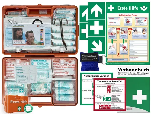 WM-Teamsport Erste-Hilfe-Koffer DIN 13169 - Erste-Hilfe-Koffer für Betriebe und Haushalte, inkl. Notfallbeatmung und praktischer Prüfplakette. Robustes Design und variable Inneneinteilung sorgen für schnelle Hilfe im Notfall.