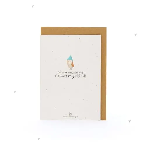 Grußkarte „Du wunderschönes Geburtstagskind“ – Wachsende Karte zum Geburtstag aus Saatpapier mit Wildblumensaatgut | Nachhaltige Geburtstagskarte für Frauen, Männer, Freunde, Familie oder Kollegen