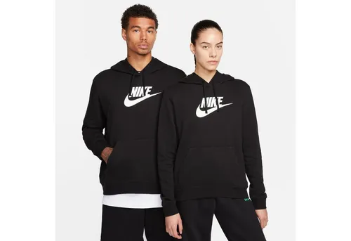 Nike NSW Club Hoodie Damen - Bequemer Hoodie in Schwarz-Weiß, Größe S HW 2024 - Hoodie aus weichem Baumwoll-Mischgewebe mit flauschig angerauter Innenseite; ideal für gemütliche Tage und sportliche Aktivitäten.