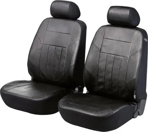 Walser Autositzbezug Kunstleder Soft Nappa schwarz für zwei Vordersitze - Sitzbezüge aus hochwertigem Soft Nappa Kunstleder, 6-teilig, ideal zum Schutz und zur Aufwertung Ihrer Autositze.