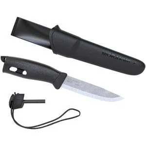 Morakniv Men's Spark Black - Feststehendes Messer, rostfreier Schwedenstahl mit abrutschfestem Griff und integriertem Feuerstarter