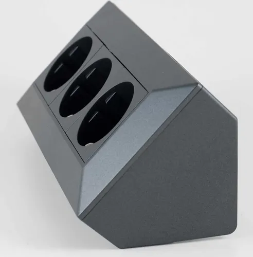 ChiliTec 23634 3-fach Steckdosenblock, anthrazit 250V/ 16A, Aufbaumontage