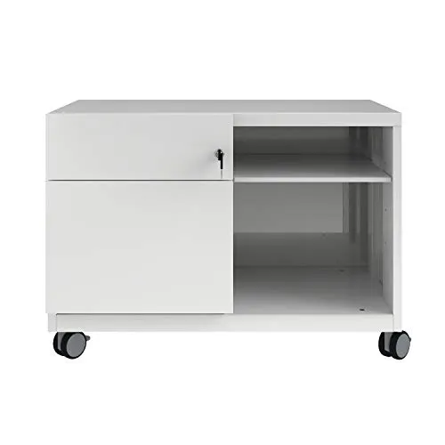 BISLEY Note™ Caddy Rollcontainer – Mobilität trifft Design - Rollcontainer in verkehrsweiß mit 2 Auszügen, ausgestattet mit leichtgängigen Rollen und Feststellbremse für flexiblen Einsatz und sicheren Stauraum.