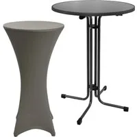 Beautissu Sylt Stehtisch Ø 70cm mit passender Husse - Klapptisch ideal für Feste, Gastronomie und mehr. Mit bügelfreier Husse aus strapazierfähigem 100% Polyester. Fleckenunempfindlich, kratzfest und UV-beständig – perfekt für jeden Anlass!