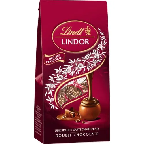 Lindt Schokolade | LINDOR Kugeln Double Chocolate, 100g Beutel, Geschenk | ca. 8 Kugeln, Vollmilch & Dunkle Schokolade, zum Teilen & Verschenken, zartschmelzend, Genussmomente, Schokoladen-Geschenk