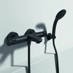 Ideal Standard Ceratherm T25 Badethermostat A7544XG Silk Black - Armaturen mit 100% Cool Body-Technologie, Anti-Kalk-Funktion und ECO-Spartaste für effiziente Wassermengenregulierung – ideal für modernes Bad.