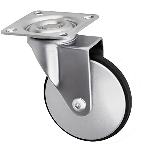 SOTECH Design-Möbelrolle LINDAU Ø 75 mm | 35 Kg Tragfähigkeit pro Rolle, 360 Grad drehbar, mit Montageplatte, silbergrau Möbel-Rolle, leise und bodenschonend