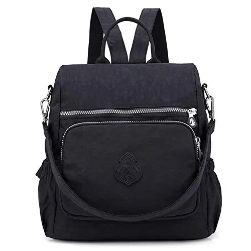 Estwell Rucksack Damen Elegant Schulrucksack Damenrucksack Handtasche Daypack Wasserdicht Nylon Mädchen Schultasche Reiserucksack Anti Diebstahl Rucksäcke, Schwarz