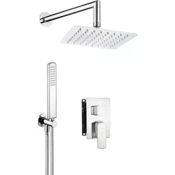 Unterputz-Duschset mit Quadrat-Mischbox in Schwarz - Elegantes Unterputz-Duschset mit langlebiger Nero-Beschichtung und Anti-Kalk-System. Ideal für eine moderne Badezimmergestaltung und einfache Pflege.