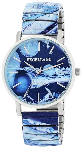 Excellanc Quarzuhr 1700060 Edelstahlzugband, D 36 mm mit buntem Muster - Armbanduhren mit hochwertigem Quarzuhrwerk und flexiblem Edelstahlzugarmband für hohen Tragekomfort. Ein farbenfrohes Muster macht diese Uhr zum perfekten Hingucker.
