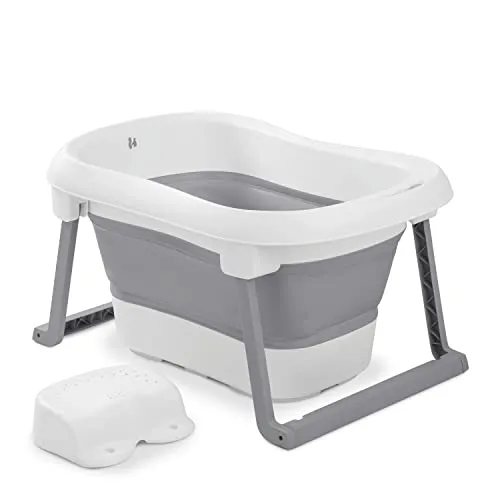 hauck Faltbare Babybadewanne Wash N Fold L - Badewanne für Babys bis 18 kg, platzsparend, mit Farbwechsel-Ablaufstöpsel zur Temperaturkontrolle und ideal für Zuhause oder unterwegs.