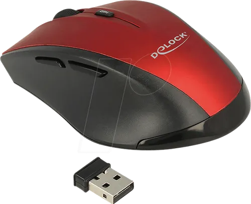 DELOCK 12493 - Maus (Mouse), Funk, schwarz/rot