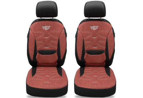 BREMER SITZBEZÜGE Autositzbezug für Ford Ka+ (2014-2021) Schwarz/Rot - Praktisches 2-teiliges Set für Fahrer und Beifahrer, passend für Fahrzeuge mit und ohne Sitzheizung. Pflegeleicht und atmungsaktiv für einen angenehmen Sitzkomfort.