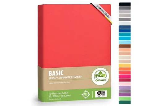 leevitex® Spannbettlaken Spannbettlaken Classic Jersey, Jersey-Baumwolle, Gummizug: rundum, (1 Stück), 100% Baumwolle, anschmiegsam & dehnbar, diverse Größen und Farben