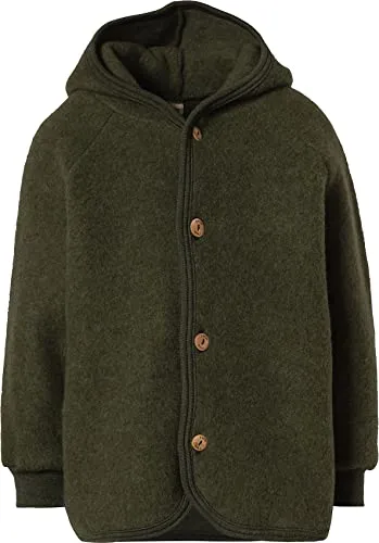 Engel Baby Jacke mit Kapuze Wollfleece (Schilf Melange, 50-56)