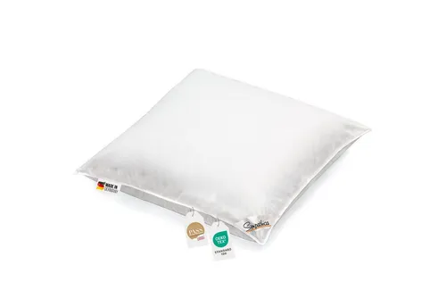 Sympathica Federkopfkissen Kopfkissen 1100g neue 30% Daunen 70% Federn medium Daunenpass 80x80, Füllung: 70% neue weiße Federn, 30% neue weiße Daunen, Bezug: 100% Baumwolle, Seitenschläfer, Rückenschläfer, Bauchschläfer, Vom Forschungsinstitut Hohenstein auf Schadstoffe geprüft.