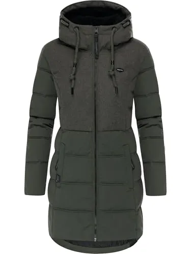 Ragwear Winterjacke Ashani Block Intl. - Stylischer Winterparka, grün, XL (42) - Kompakter Winterparka mit gefütterter Kapuze für optimalen Tragekomfort. Pflegeleicht, wind- und wasserdicht, ideal für kalte Tage. Modisches Design in olivgrün.