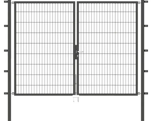 Doppeltor ALBERTS Flexo 250 x 180 cm Typ 6/5/6 - Gartenzäune: Robustes Metalltor in Anthrazit, ideal für Sicherheit und Stil in Ihrem Garten.