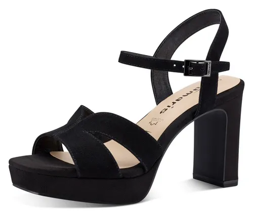 Tamaris Sandalette Schwarz Gr. 35 – Stilvoll und Komfortabel - Elegante Damen Sandalette von Tamaris aus weichem Veloursleder. Mit innovativer Touch-it-Sohle für hohen Tragekomfort und rutschfestem Absatz für sicheren Halt – ideal für jeden Anlass.