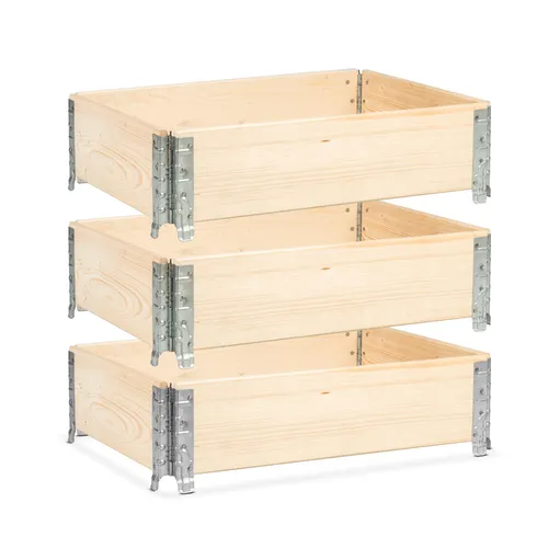 GARDIVO Hochbeet 80 x 60 x 20 cm - 3-teilig halbe Europalette Rahmen aus Holz, Garten Hochbeete, Beeteinfassung, Holzrahmen, stapelbar, steckbar