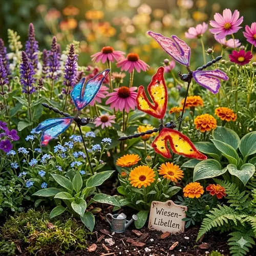 Gartenstecker Libelle Pfeifenputzer 3er Set ca. 55 cm - Gartendekoration