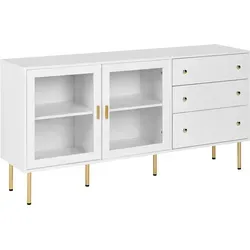 Sideboard MILORA 160 cm Weiß mit Glastüren in gold von Beliani