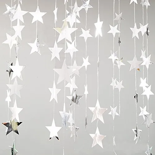 Yuccer 2 Pack Papier Girlande Dekorationen Glitter Sternen Girlande