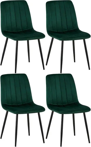 CLP 4er Set Stühle Dijon - Samt mit Ziernähten - Stühle in modernem Design, bequem gepolstert für langanhaltenden Komfort. Ideal für jedes Wohnambiente und perfekt für gesellige Runden.