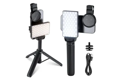 Neewer Videoleuchte BL120B LED Selfie & Tattoo Licht, für iPhone, Aufsteckbarer CPL Filter, Stativ/Handyhalter, Reflexion entfernen, für Lebensmittel Fotografie