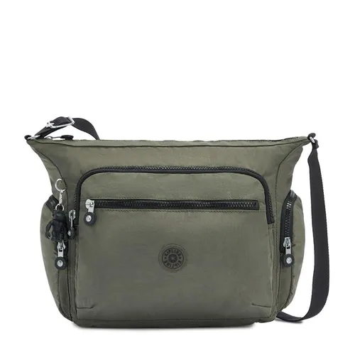 Kipling GABBIE Mittelgroße Tasche - Verstellbarer Schulterriemen in Green Moss - Umhängetasche für Damen aus robustem Polyamid, ideal für den Alltag mit praktischem verstellbarem Schulterriemen und stylischem Grün.