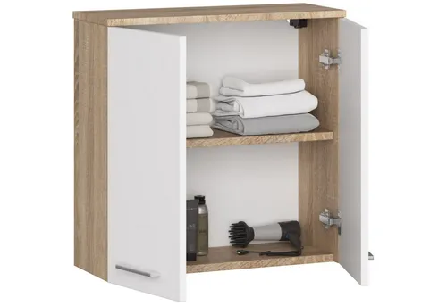 Raumhirsch Furniture Badkommode, Weiß, Sonoma Eiche, Rechteckig, 60x60x23 cm