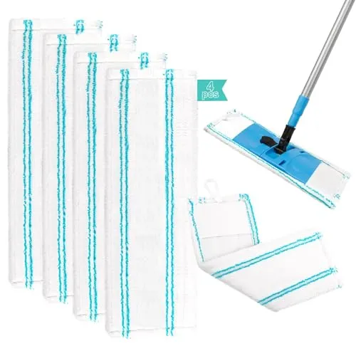 VFANDV Mikrofaser-Wischmopp-Bezug, 44 x 15 cm, Ersatzbezug für starke Dekontamination, für alle Böden, 4 Stück