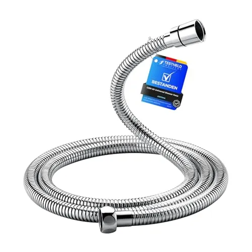 GRIFEMA Duschschlauch 2 m, Flexibler Edelstahl Brauseschlauch 200 cm | Anti-Knick & Leckfrei, Standard G1/2 Anschluss mit Messinganschlüssen & Dichtungen, Ersatz Duschschlauch, Chrom-Silber